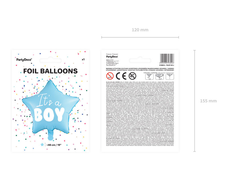 Palloncino ad elio Cuore It's A Boy vuoto 48 cm