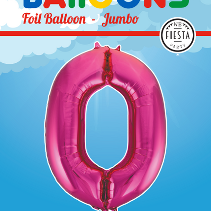 Palloncino Foil Figura 0 Fucsia XL 86cm vuoto