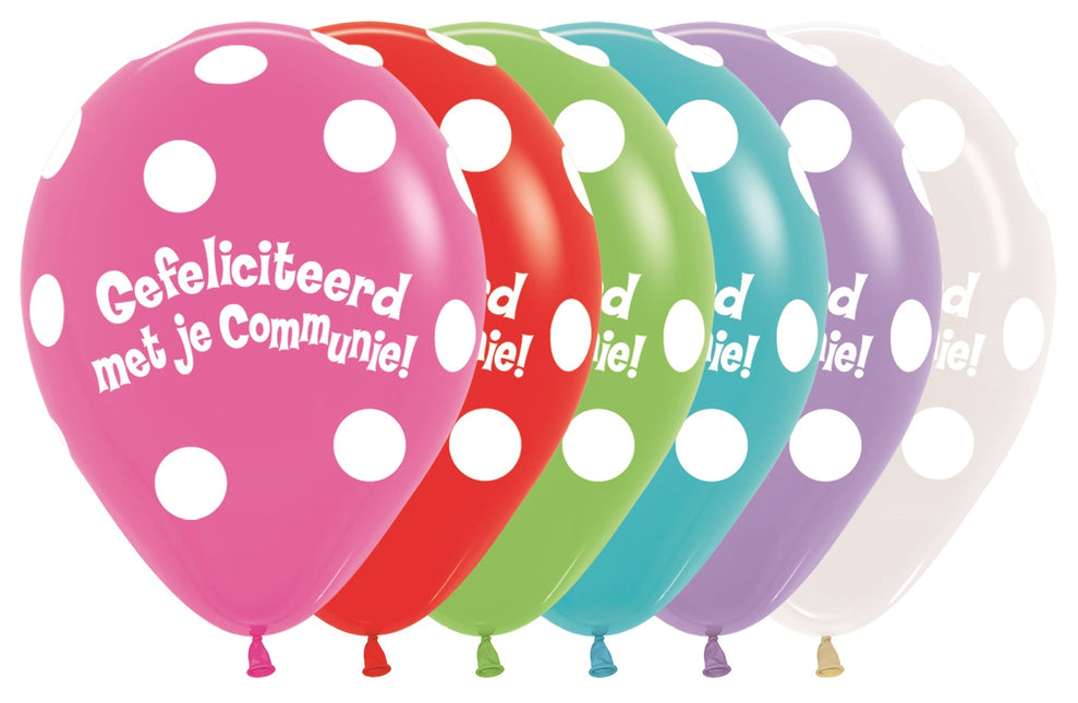 Palloncini comunione a pois mix 30cm 50pz