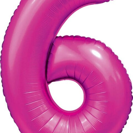 Palloncino Numero fucsia 6 anni lucido 86 cm