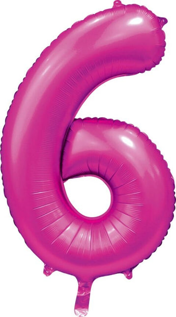 Palloncino Numero fucsia 6 anni lucido 86 cm