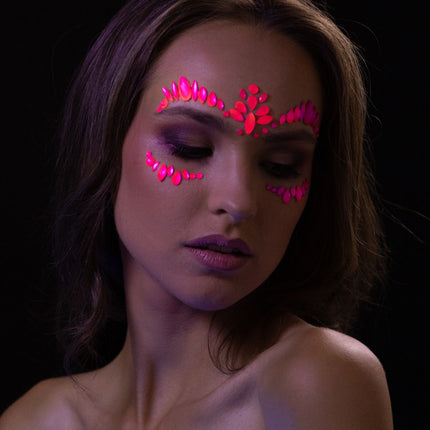 Moon Glow Neon UV Gioielli per il Viso Rosa Intenso