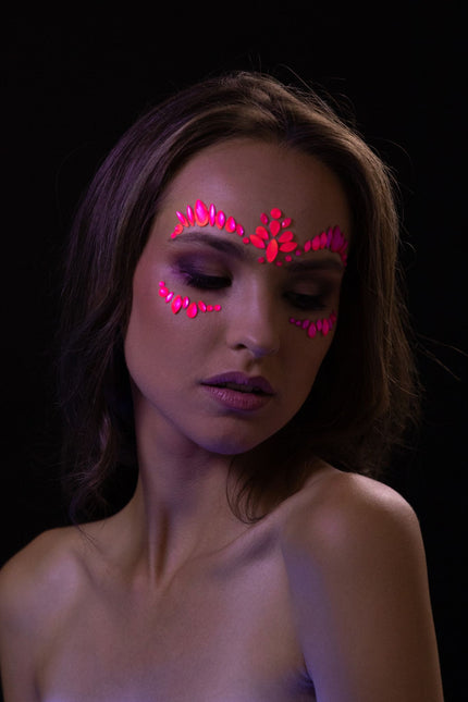 Moon Glow Neon UV Gioielli per il Viso Rosa Intenso