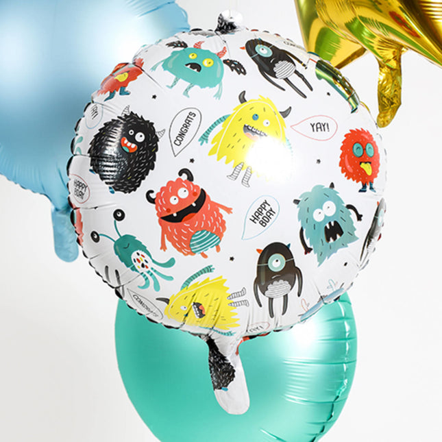 Palloncino ad elio Happy Birthday Monsters vuoto 45 cm