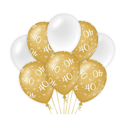 Palloncini 40 anni oro bianco 30cm 8pz