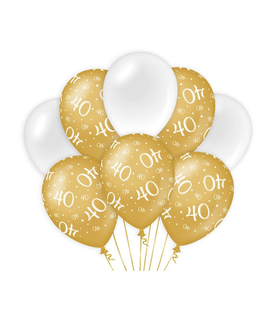 Palloncini 40 anni oro bianco 30cm 8pz