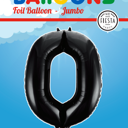 Palloncino Foil Figura 0 Nero XL 86cm vuoto