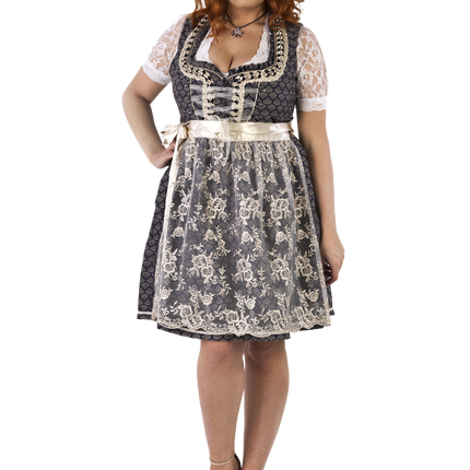 Blu Bianco Crema Abito Dirndl Oktoberfest Donna 2 Pezzi