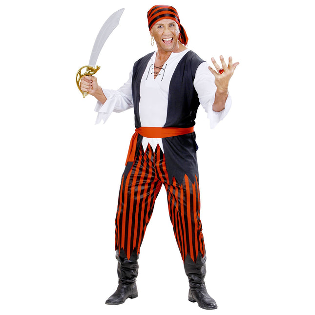 Costume da pirata nero rosso uomo a righe