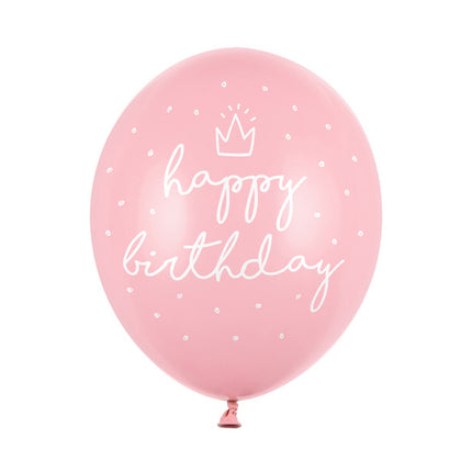 Palloncini rosa chiaro Happy Birthday 30cm 6 pezzi