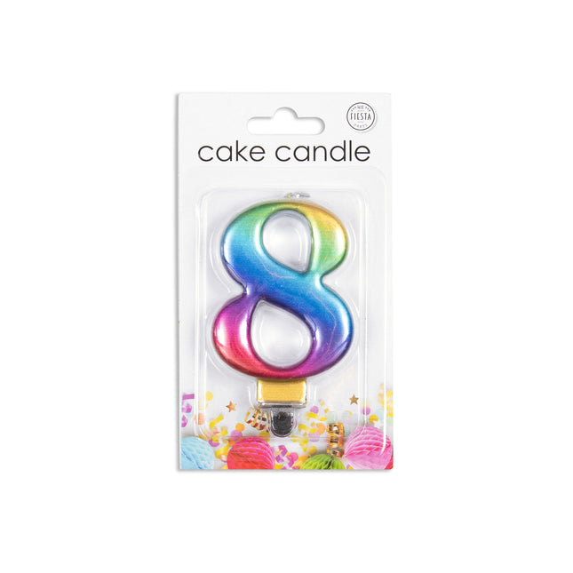 Candela 8 anni Arcobaleno 7 cm