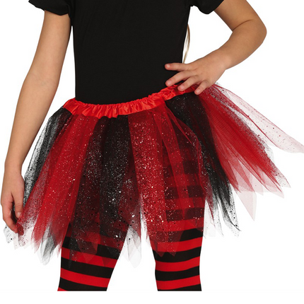 Tutù Glitter Nero Rosso Bambino 31cm