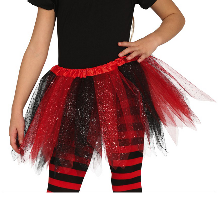 Tutù Glitter Nero Rosso Bambino 31cm