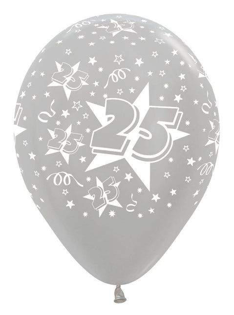 Palloncini Numero 25 Argento 30cm 25pz