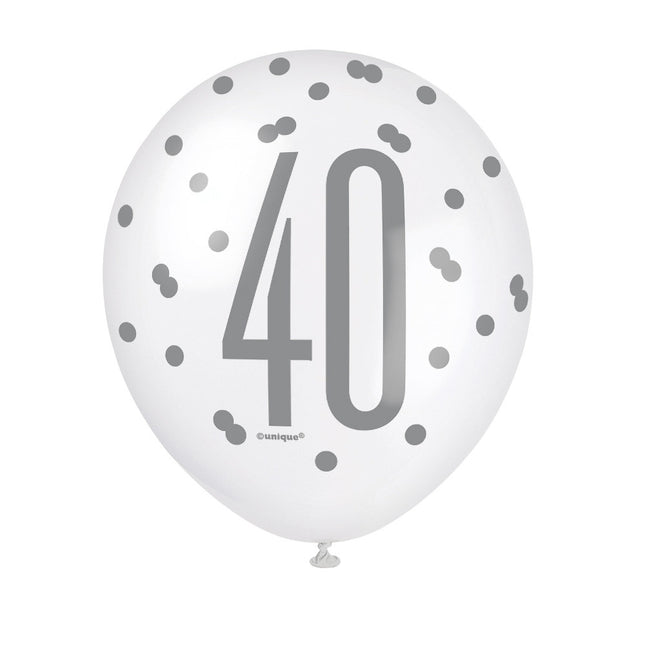 Palloncini 40 anni a pois 30cm 6pz