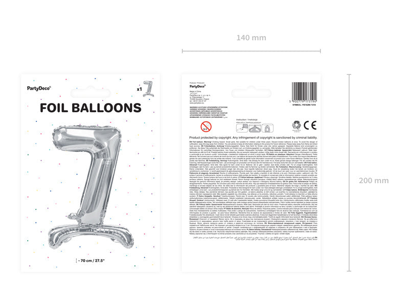 Palloncino in foil Figura 7 Silver Standard Vuoto 70cm