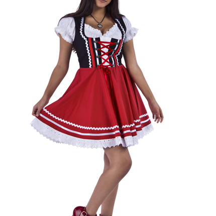 Dirndl 2-dlg., nero/rosso, camicetta Carmen