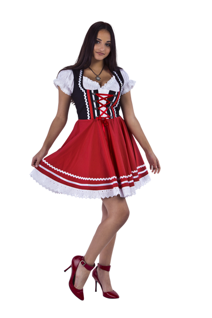 Dirndl 2-dlg., nero/rosso, camicetta Carmen