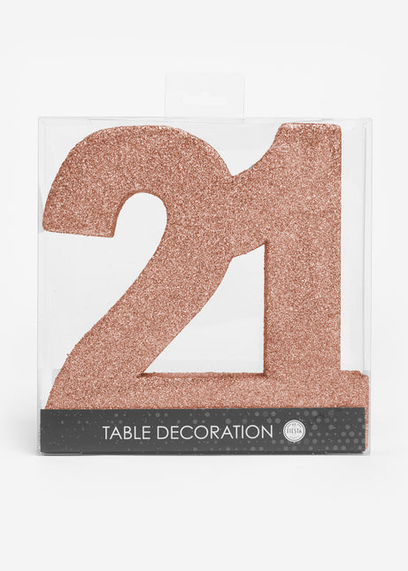 Decorazione da tavolo oro rosa Figura 21 Glitter 20,5 cm