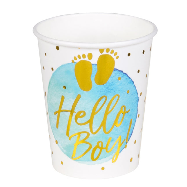 Bicchieri nascita Hello Boy in carta 210ml 10pz