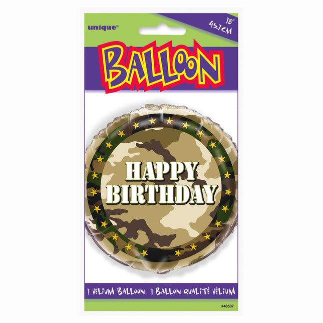 Palloncino ad elio Army Happy Birthday 45cm vuoto