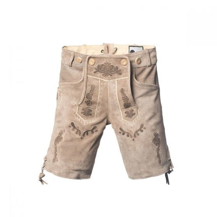 Lederhose in pelle marrone chiaro e cintura