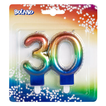 Candela arcobaleno 30 anni 8 cm