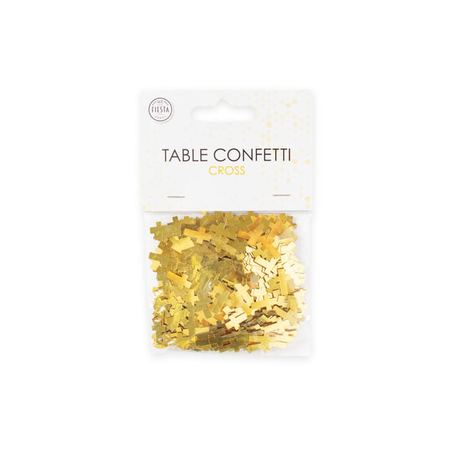 Croce da tavolo dorata con coriandoli 14gr