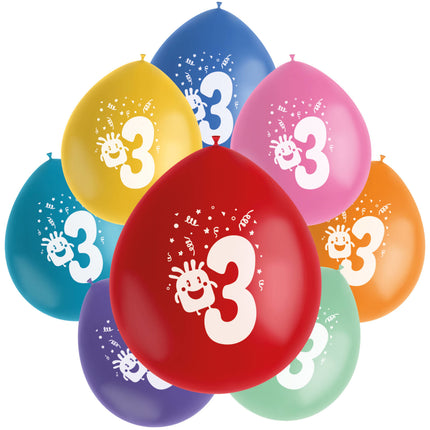 Palloncini 3 anni colorati 23cm 8pz