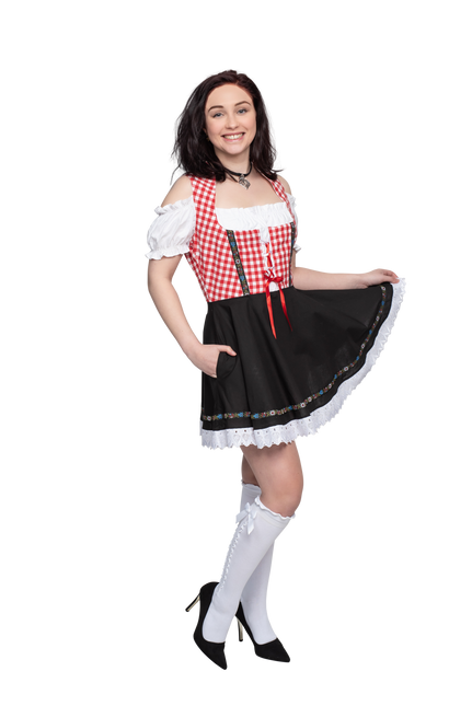 Abito Dirndl Oktoberfest Rosso Bianco Nero Donna