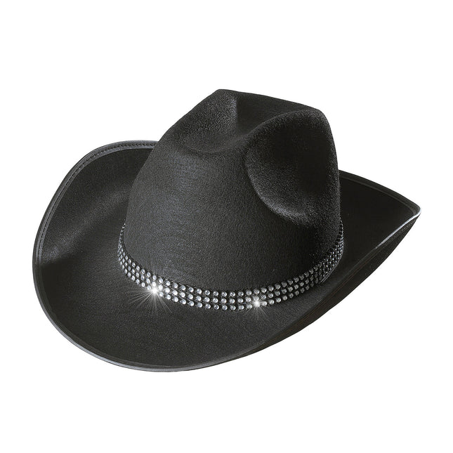 Cappello da cowboy con diamanti neri