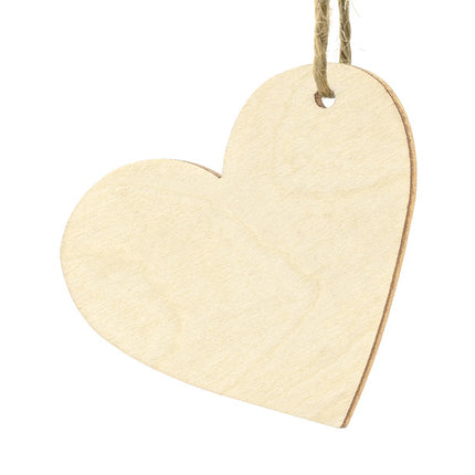 Ciondoli a cuore in legno 6cm 10pz