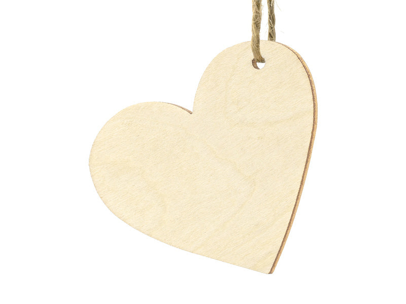 Ciondoli a cuore in legno 6cm 10pz