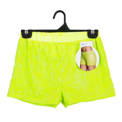 Pantaloncini con paillettes giallo neon M