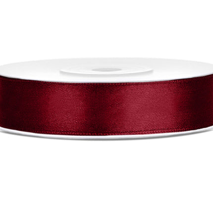 Nastro di raso rosso bordeaux 12 mm 25 m