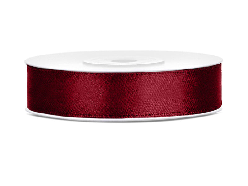 Nastro di raso rosso bordeaux 12 mm 25 m