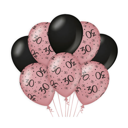 Palloncini 30 anni rosa neri 30 cm 8 pezzi