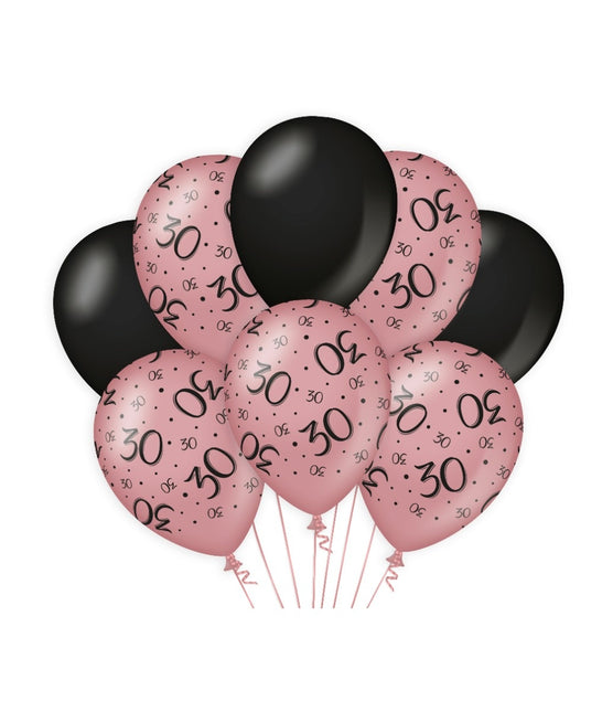 Palloncini 30 anni rosa neri 30 cm 8 pezzi