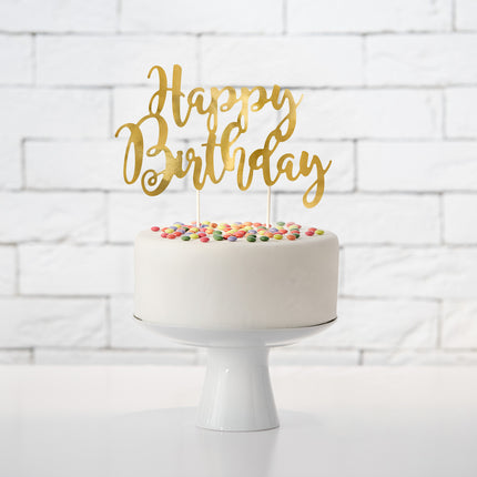 Cake topper Happy Birthday Oro 22,5 cm