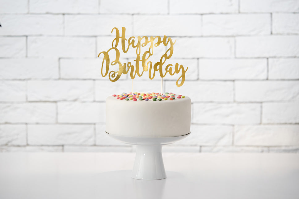 Cake topper Happy Birthday Oro 22,5 cm