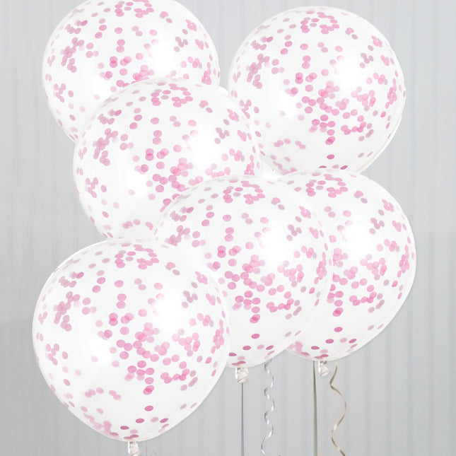 Palloncini a coriandoli rosa 40cm 6pz