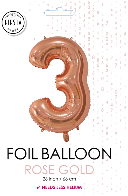 Pallone in foil Figura 3 Oro rosa 66 cm