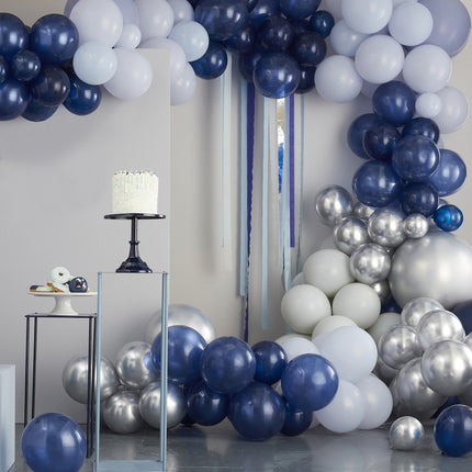 Arco di palloncini blu argento XL Set fai da te