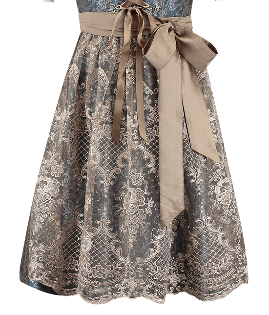 Dirndl jaquard, blau/kaffeefarbig