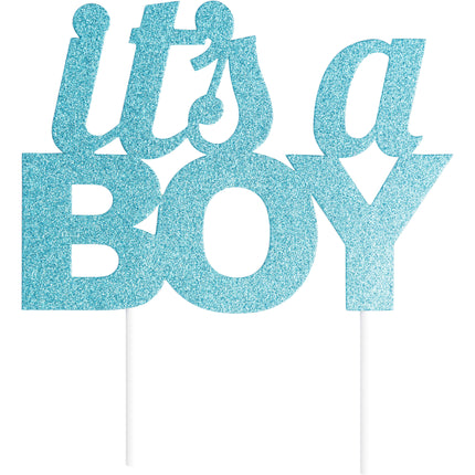 Topper per torta di nascita blu It's A Boy