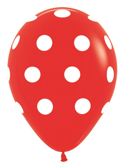 Palloncini a pois rossi 30cm 25pz