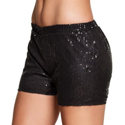 Pantaloni corti con paillettes Nero M