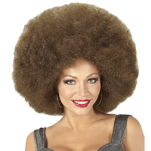 Parrucca castana afro extra large