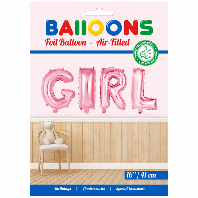 Palloncini Lettera Set Ragazza Rosa 41cm