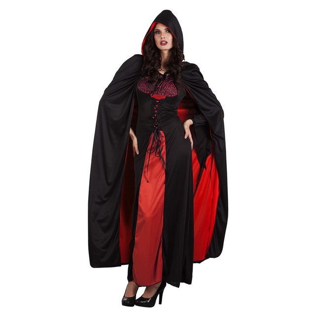 Capo di Halloween reversibile nero rosso 1,7 m